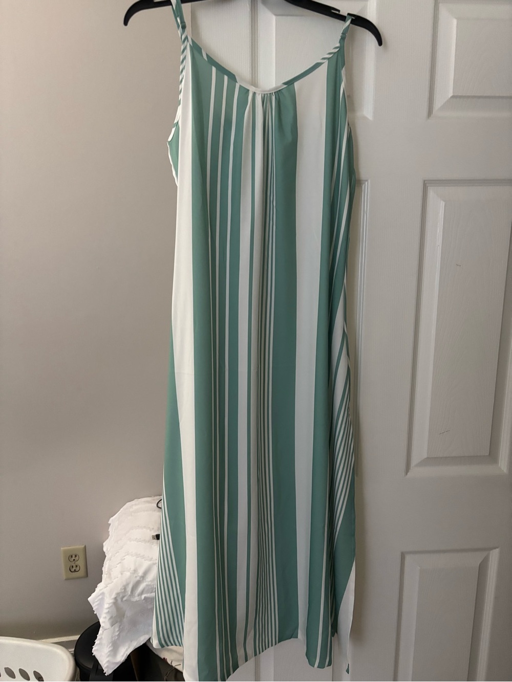 SHEIN Mint Green and White Striped Maxi Slip Dress